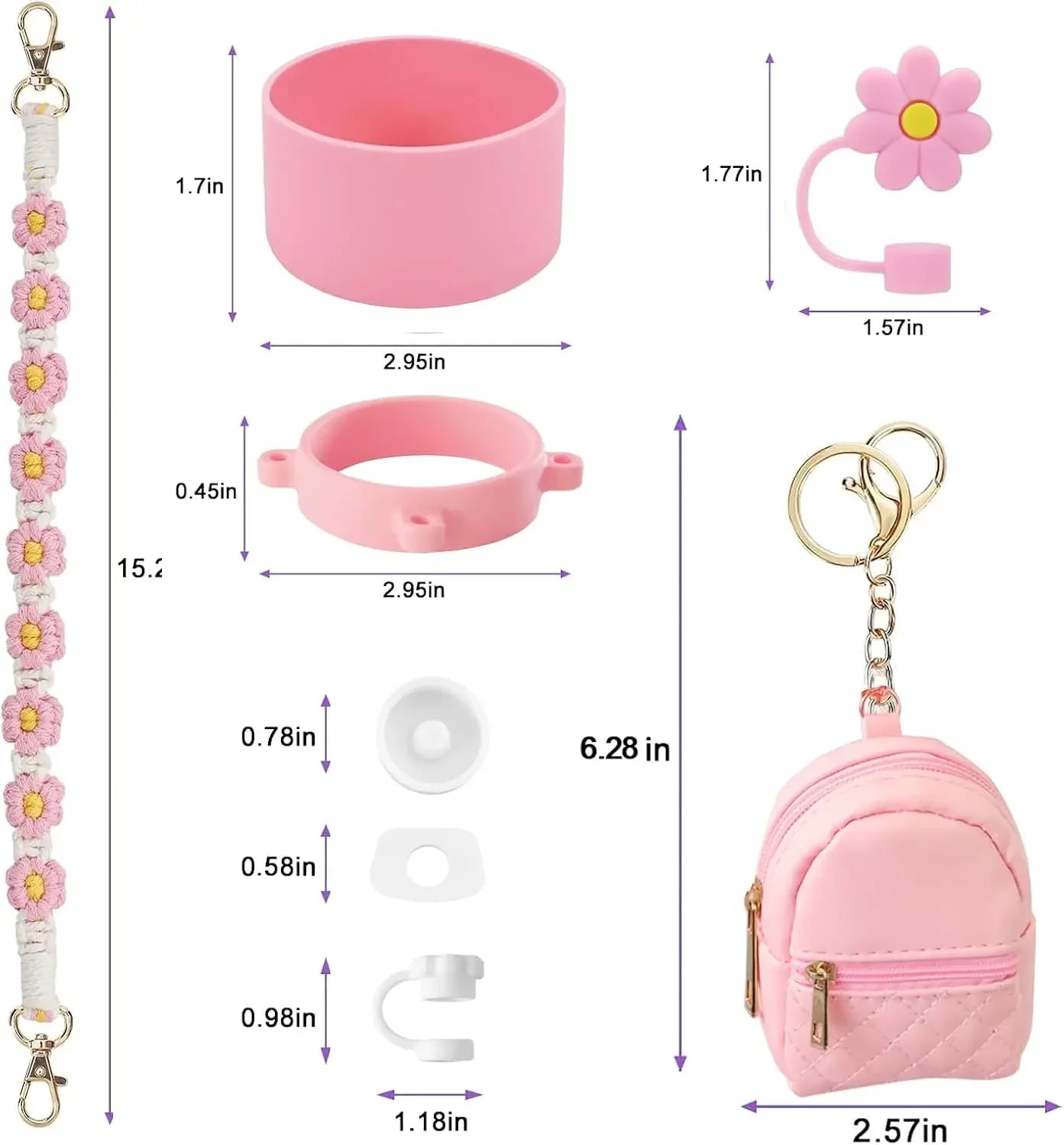 Bottly Starter Kit – 9PCS Bottle Accessories Set | Strap, Coin Purse, Silicone Boot & Straw Cover for 30–40 oz Bottles