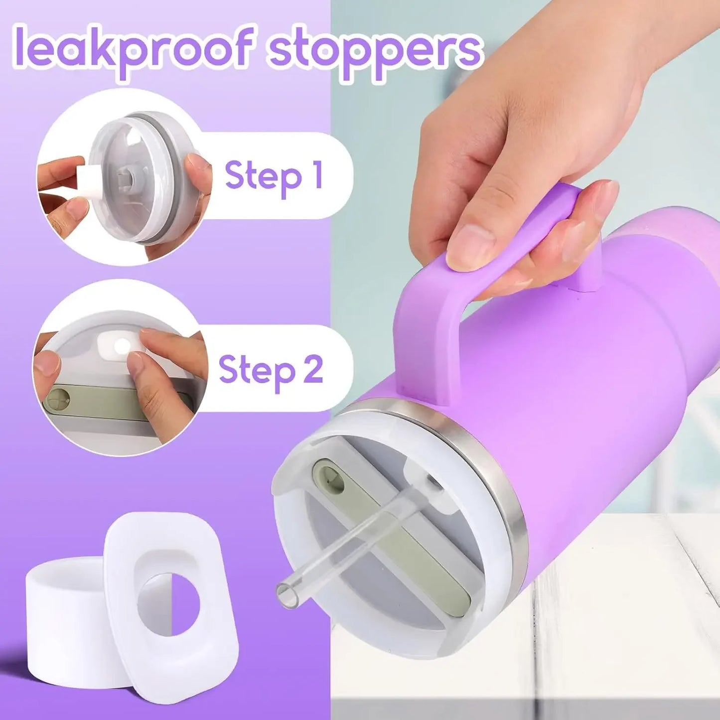 Bottly 8PCS Personalized Bottle Accessories Set | Silicone Boot, Straw Topper, Handle, Charm & Initial Sticker