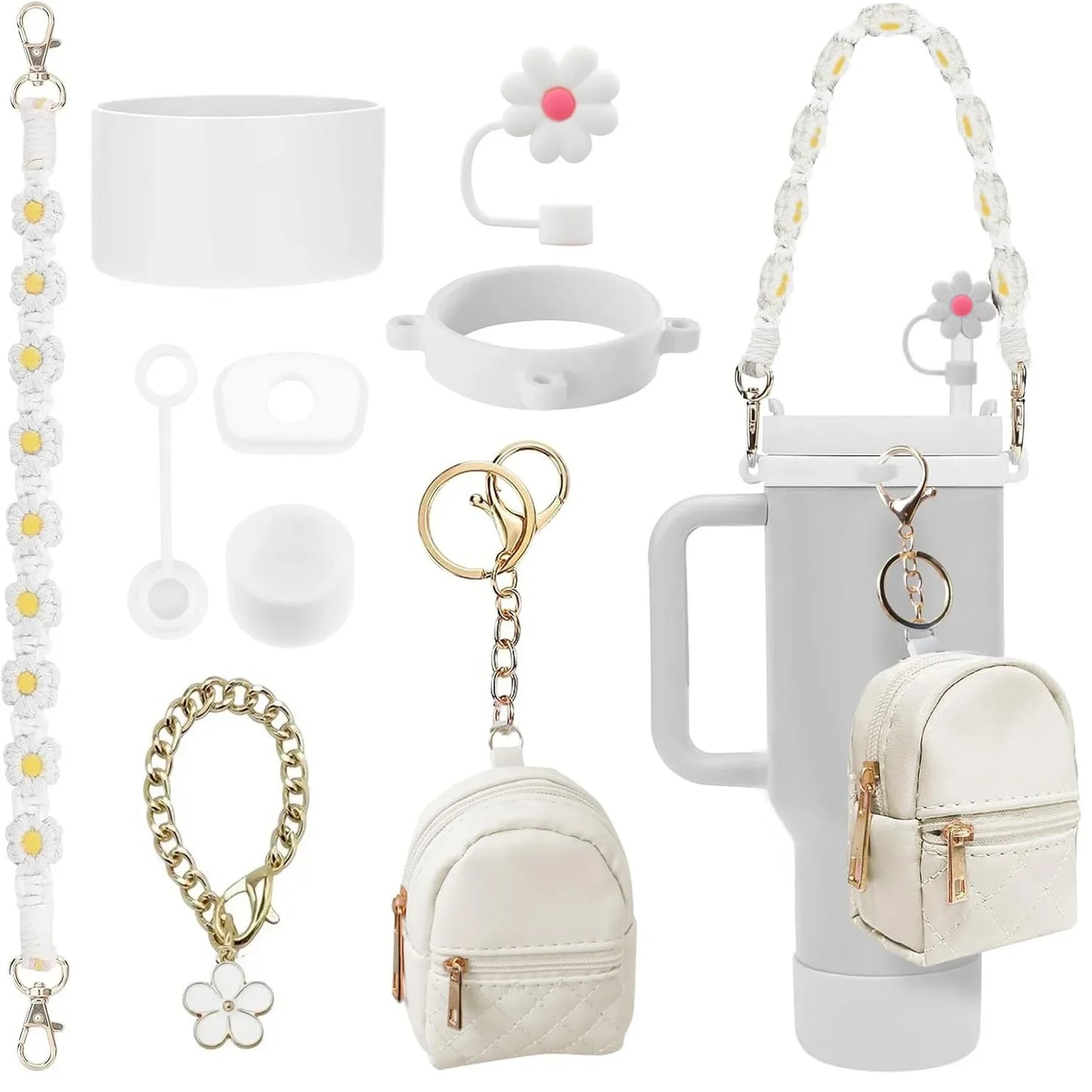 Bottly Starter Kit – 9PCS Bottle Accessories Set | Strap, Coin Purse, Silicone Boot & Straw Cover for 30–40 oz Bottles