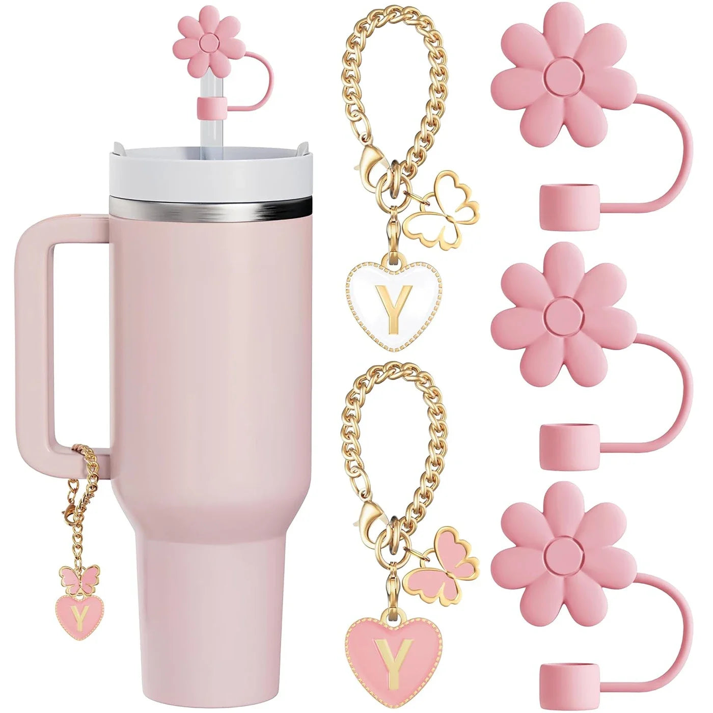 Bottly 5PCS | Straw Topper & Letter Charm Set