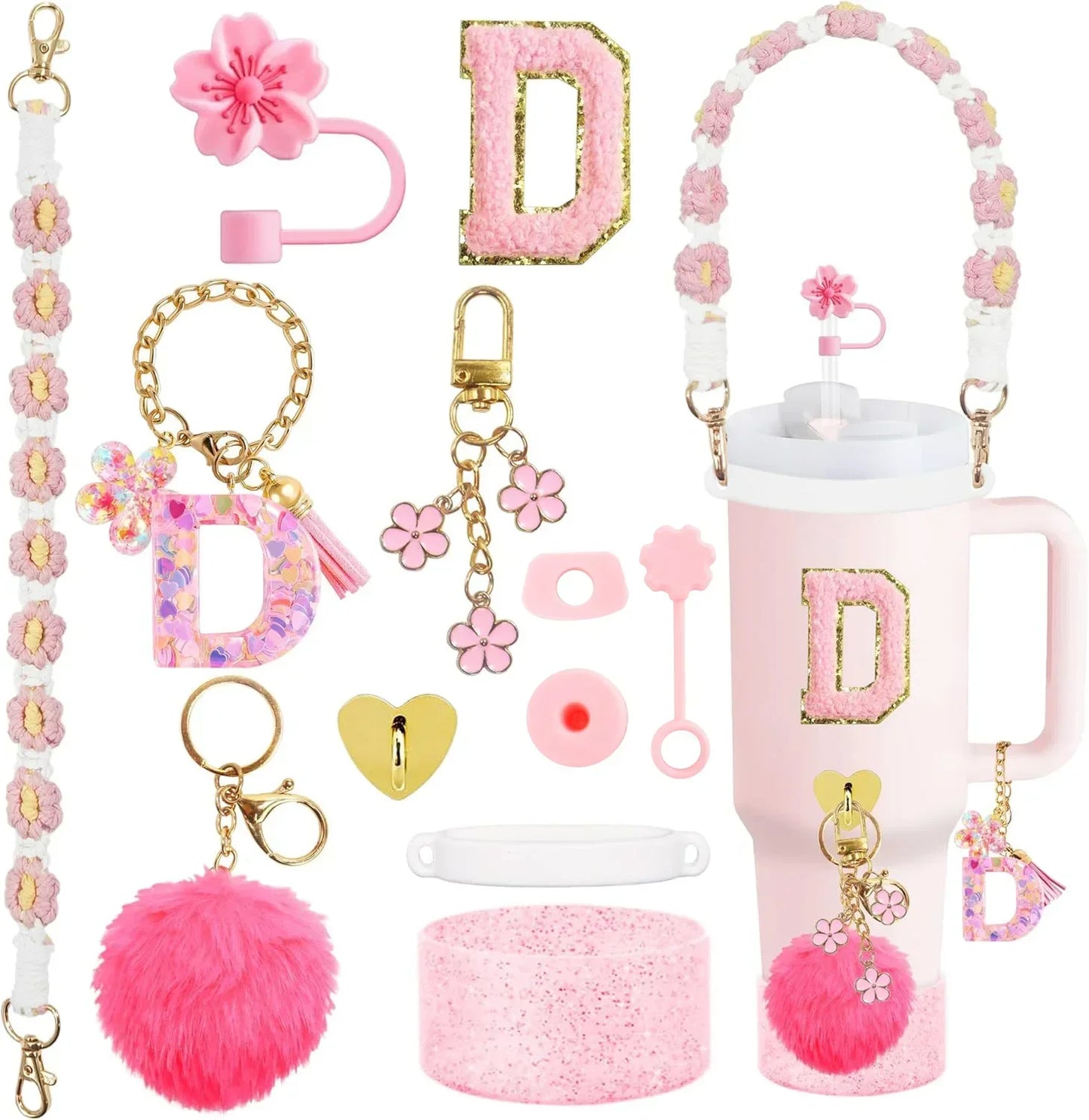 Bottly 12PCS Bottle Accessories Set | Silicone Boot, Handle Strap, Straw Topper & Personalized Sticker