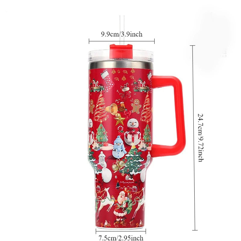 Bottly™ Christmas Edition – 40oz Stainless Steel Tumbler with Handle (1200ML)