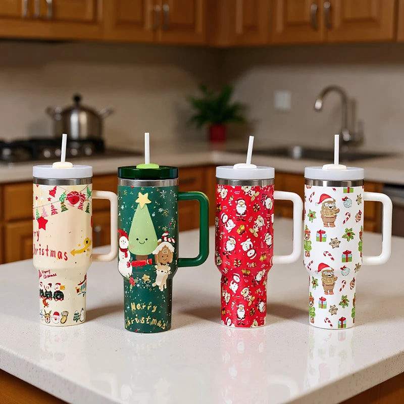 Bottly™ Christmas Edition – 40oz Stainless Steel Tumbler with Handle (1200ML)