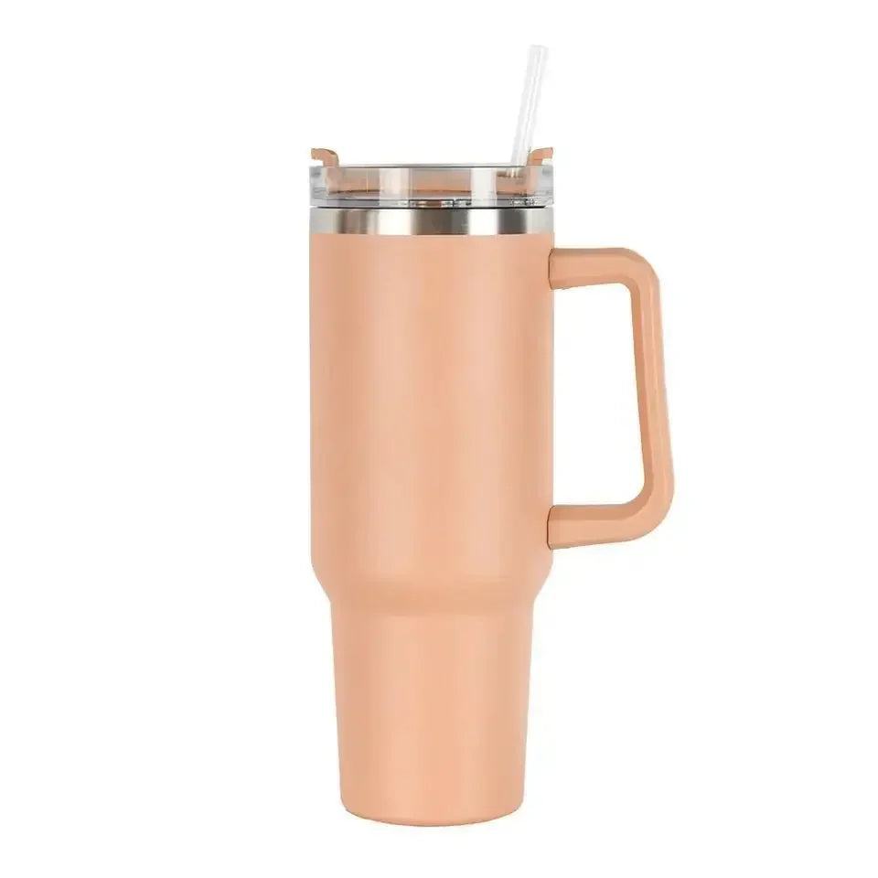 Bottly™ 40oz Stainless Steel Tumbler with Handle & Straw – Double-Walled Thermal Cup