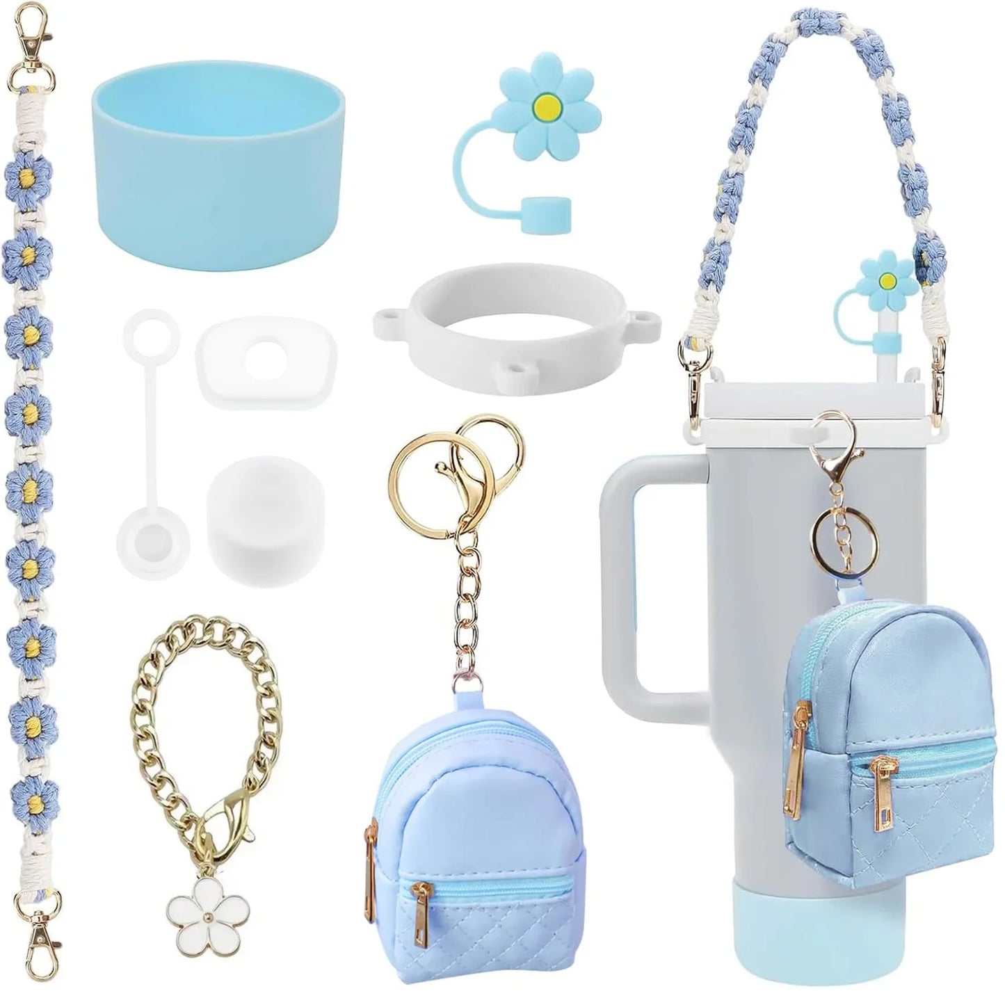 Bottly Starter Kit – 9PCS Bottle Accessories Set | Strap, Coin Purse, Silicone Boot & Straw Cover for 30–40 oz Bottles