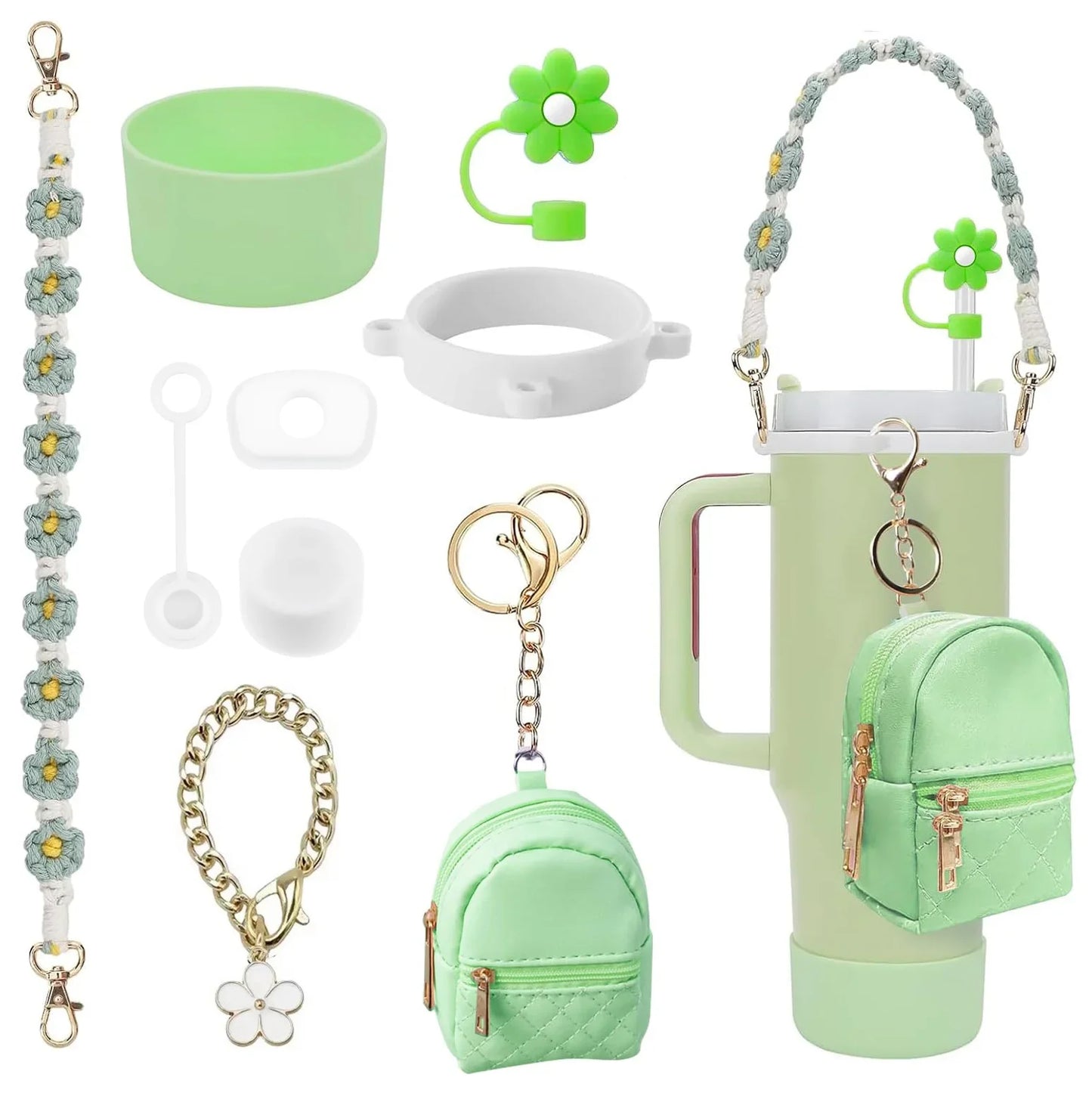 Bottly Starter Kit – 9PCS Bottle Accessories Set | Strap, Coin Purse, Silicone Boot & Straw Cover for 30–40 oz Bottles