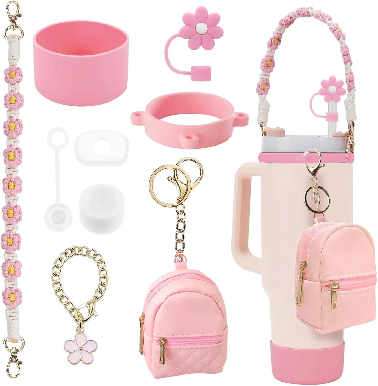 Bottly Starter Kit – 9PCS Bottle Accessories Set | Strap, Coin Purse, Silicone Boot & Straw Cover for 30–40 oz Bottles