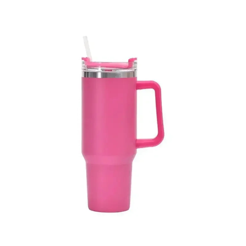 Bottly™ 40oz Stainless Steel Tumbler with Handle & Straw – Double-Walled Thermal Cup