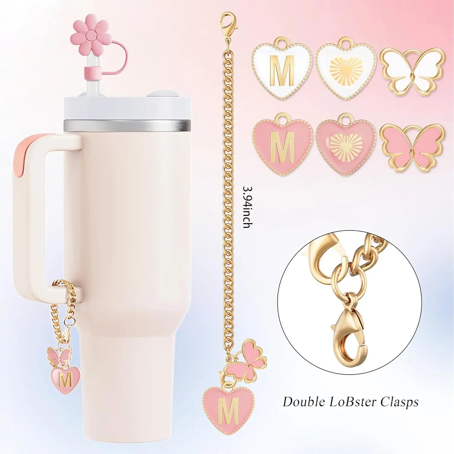 Bottly 5PCS | Straw Topper & Letter Charm Set