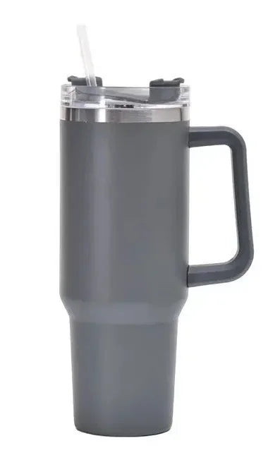 Bottly™ 40oz Stainless Steel Tumbler with Handle & Straw – Double-Walled Thermal Cup