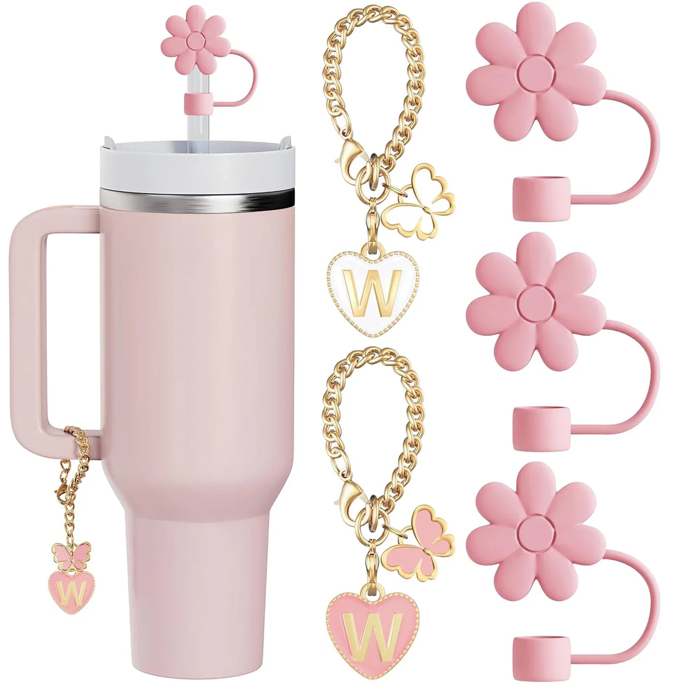 Bottly 5PCS | Straw Topper & Letter Charm Set